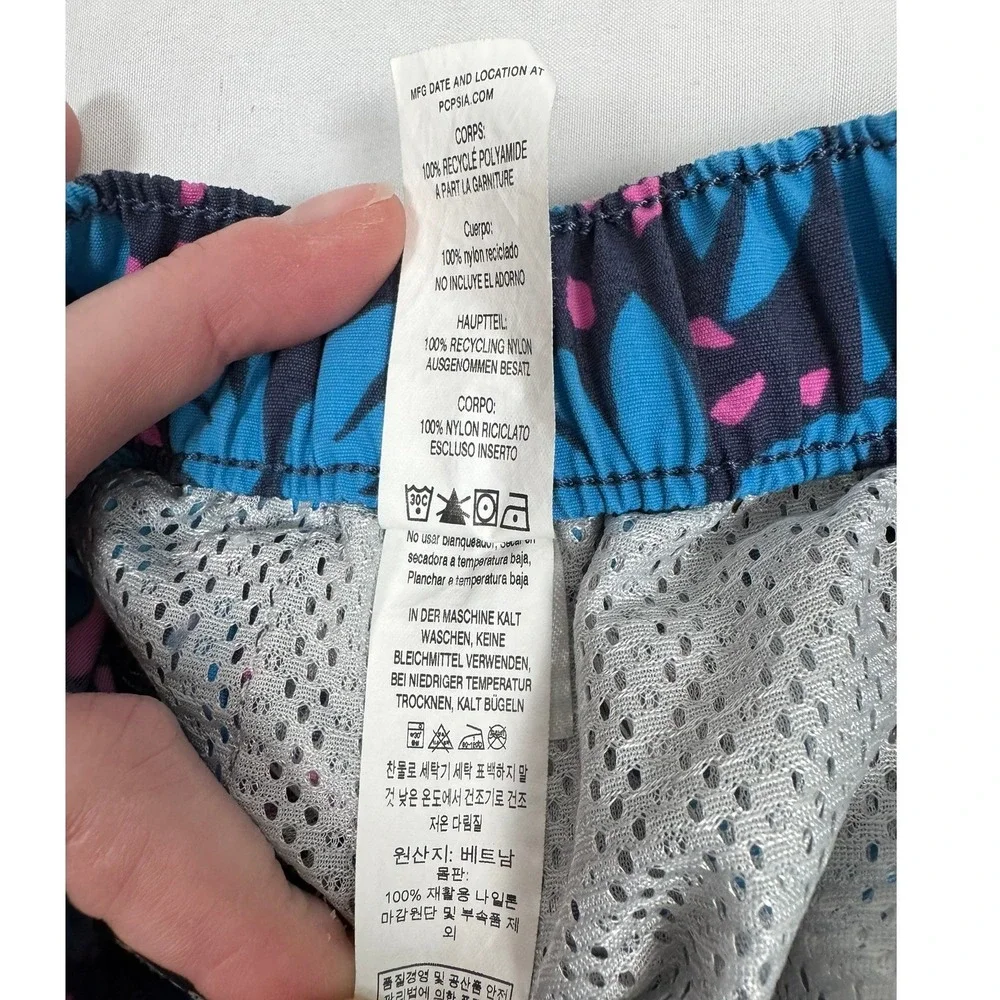 Patagonia Barely Baggies Shorts Womens XS Blue Pink Tropical Floral Print